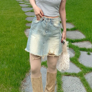 Vintage denim mini skirt