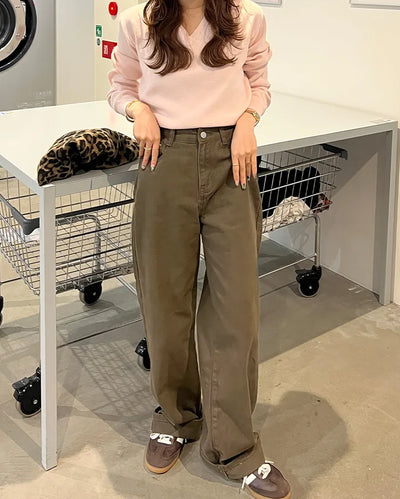 Basic cotton straight pants