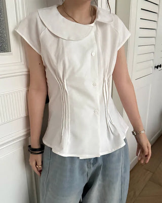 Big collar asymmetrical blouse