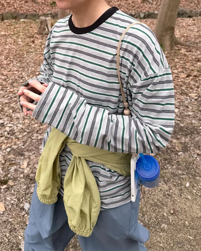 Color-blocked striped T-shirt
