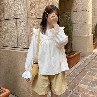 Pintuck frill blouse