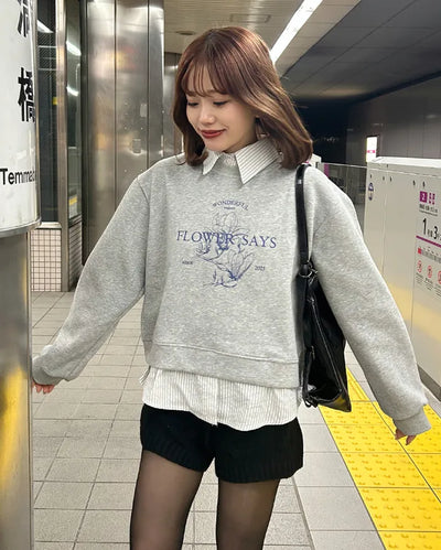 Striped shirt & sweatshirt set