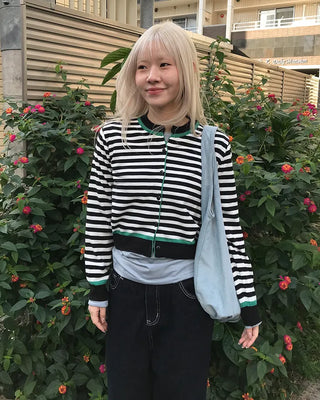Two-tone striped cardigan