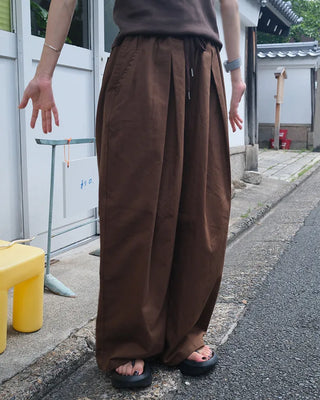 Twill balloon wide pants