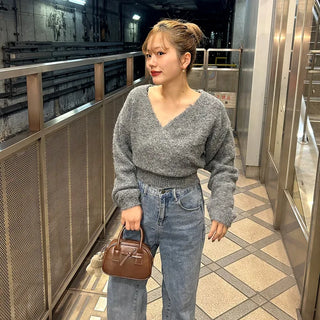 Wrap V-neck knit