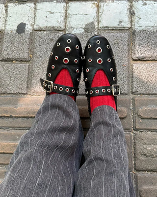 Perforated Mary Jane Flat Shoes