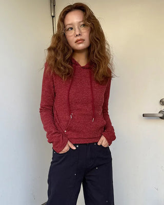 Slim-fit knit hoodie