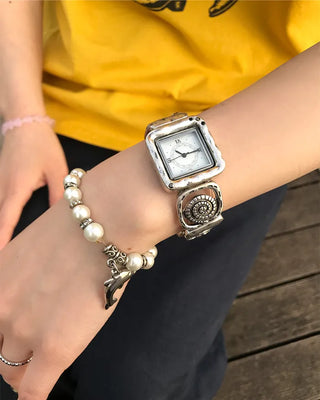 Square Silver Star Handwatch