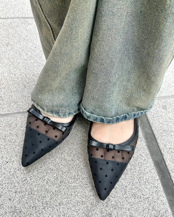 Polka Dot See-Through Flat Shoes