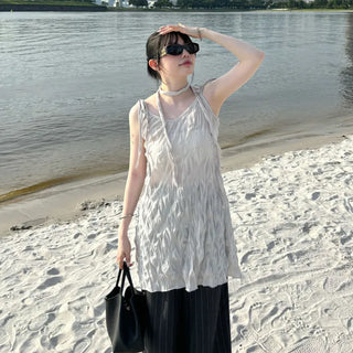 Sleeveless dress with scarf set