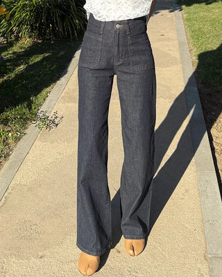 Summer pocket stitch bootcut low denim