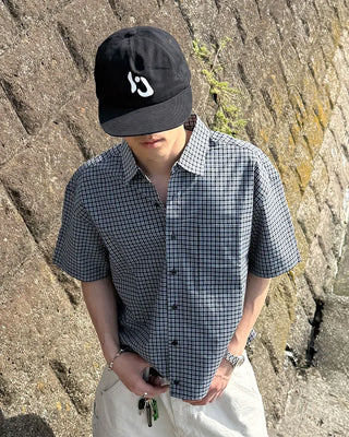 Small check half shirt