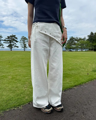 Eyelet Wrap Set Cotton Pants