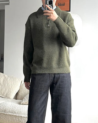 Polo collar boucle knit