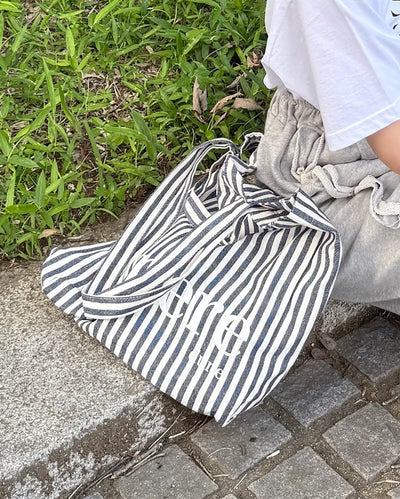Striped Lettering Eco Bag