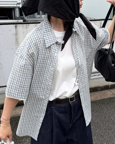 Checked half shirt