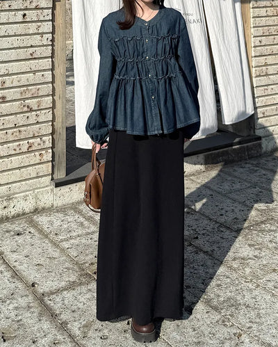 Ribbed maxi long skirt