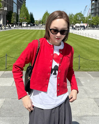 Ribbed snap-button cardigan