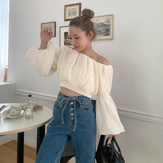 Balloon cropped blouse