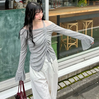 Asymmetrical Shirring T-Shirt
