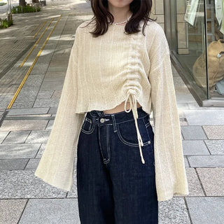String Shirring Cropped Knit