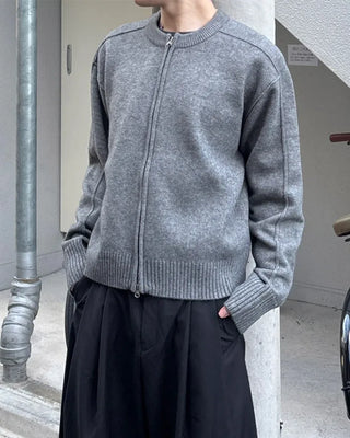 Knit zip-up jacket