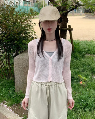 V-neck sheer cardigan
