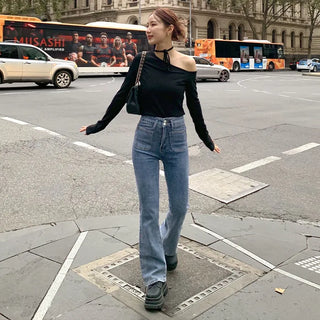 Pocket Flare Fit Denim Pants