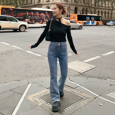 Pocket Flare Fit Denim Pants