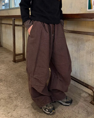 Parachute denim elastic waist pants