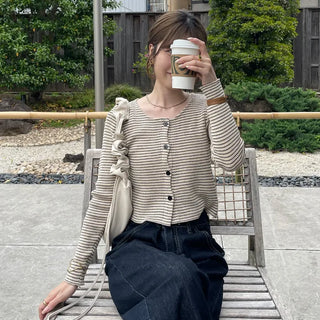 Striped cropped cardigan