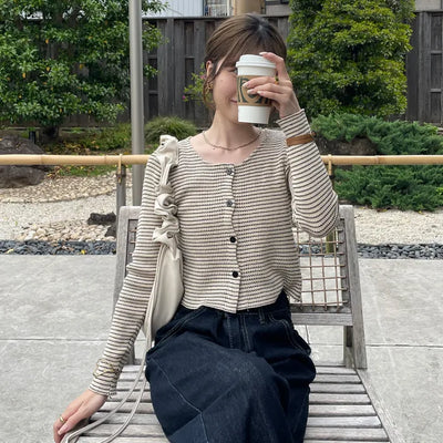 Striped cropped cardigan