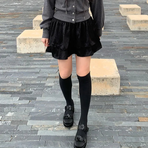 Frilled flared mini skirt
