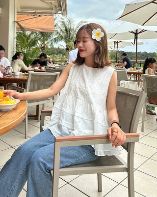 Embroidered ruffle blouse