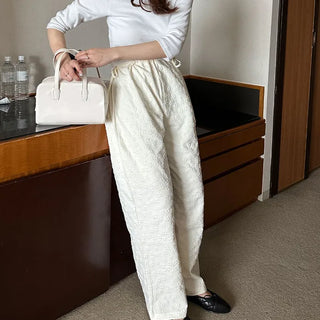 Flower embossed pants