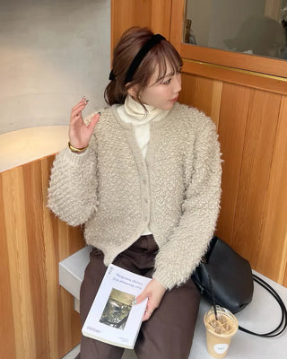 Boucle V-neck cardigan