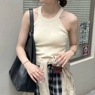Halter neck knit sleeveless