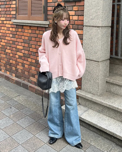 Semi-bootcut denim pants