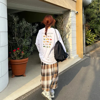 Vegetable print long-sleeved T-shirt