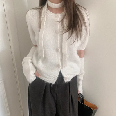 (Set) Wool Scarf Cardigan