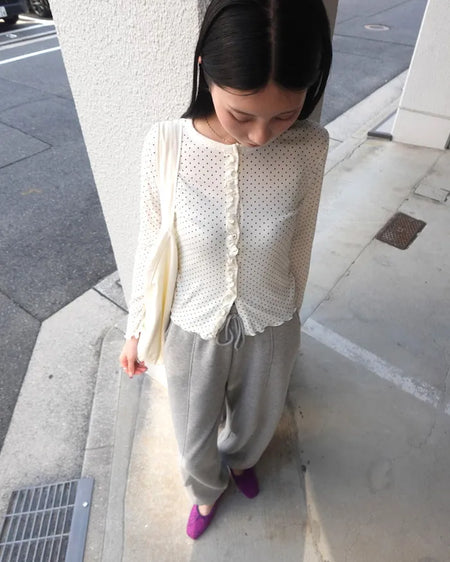 Polka Dot Frill Cardigan