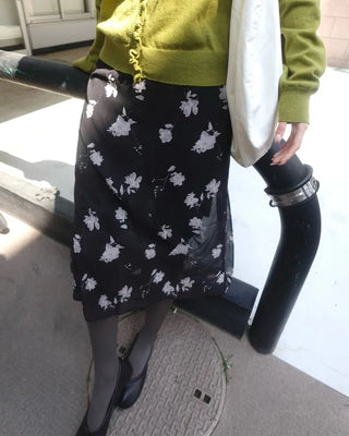 Flower Chiffon Midi Skirt
