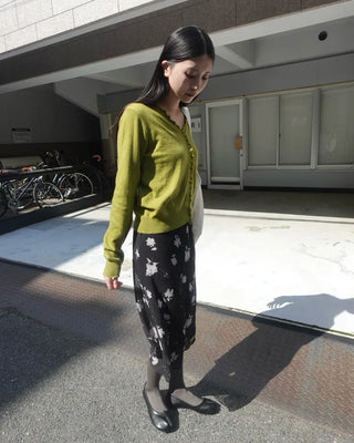 Flower Chiffon Midi Skirt