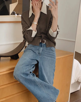Layered knit cardigan