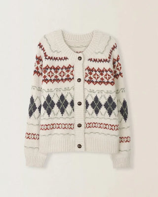 Soft wool argyle Nordic pattern knit cardigan