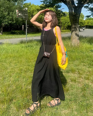 Shoulder frill long dress