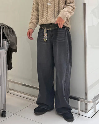 Side-tuck balloon denim