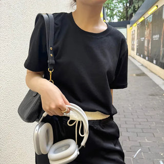 Basic cropped short-sleeved T-shirt