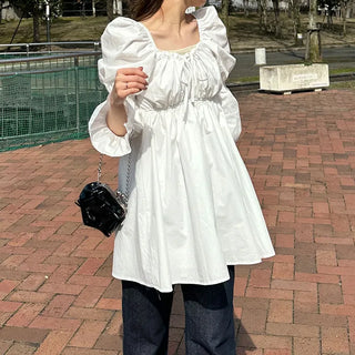 Puff-sleeve mini dress