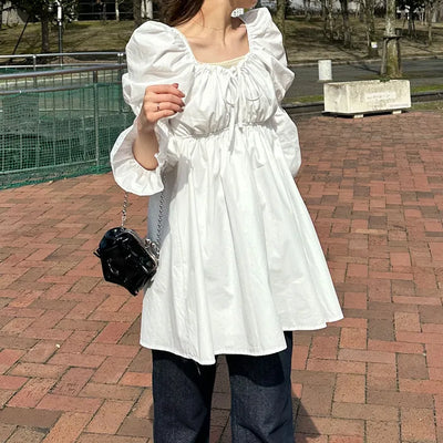 Puff-sleeve mini dress